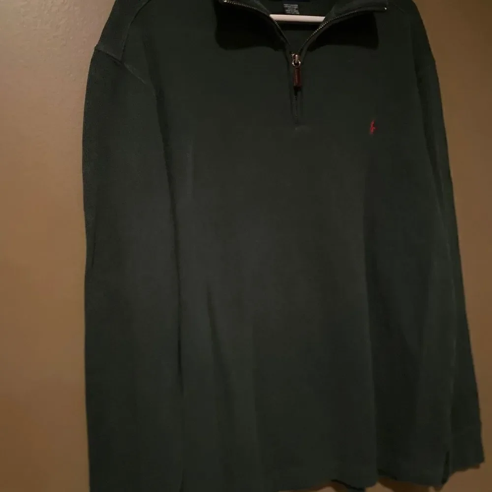 Polo Ralph Lauren Emerald Green Half Zip Pullover Pony Embroidered Size Large